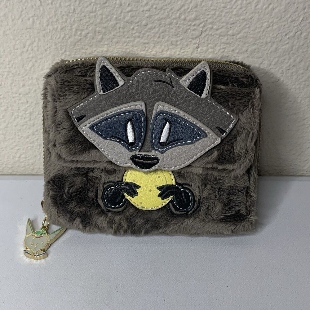 HTF Rare Loungefly Cosplay Pocahontas Meeko Plush Wallet Zip Raccoon *See Notes